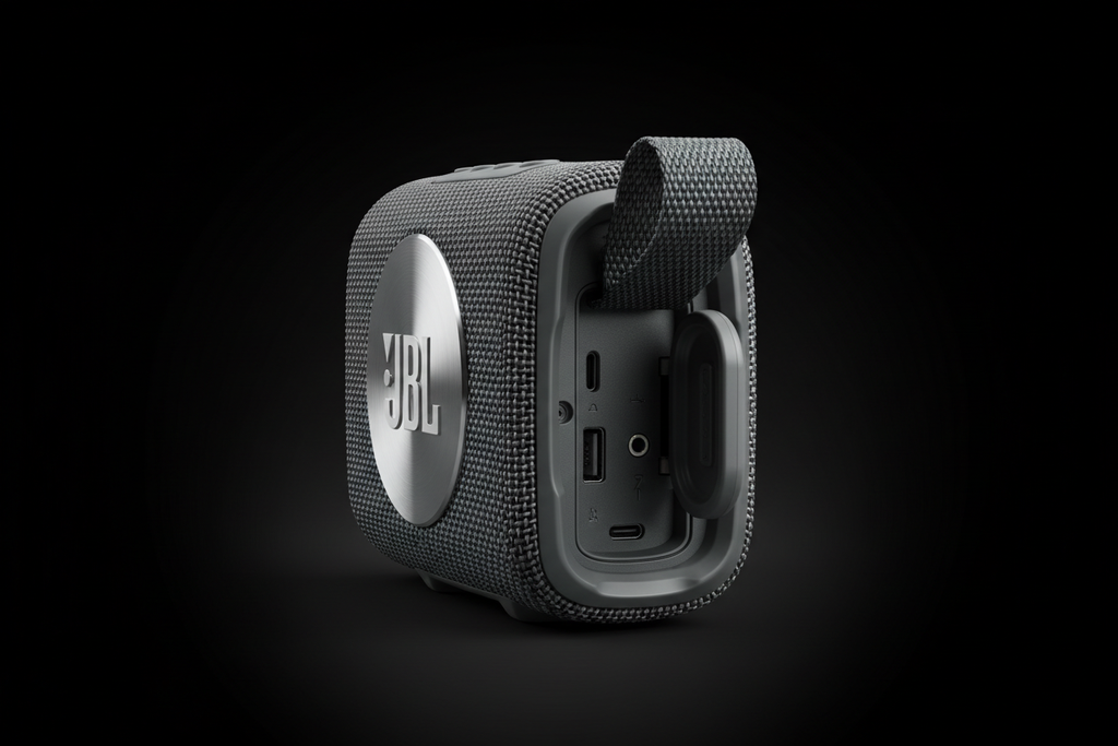 Bocina JBL Charge 6 perfil lateral puertos USB-C