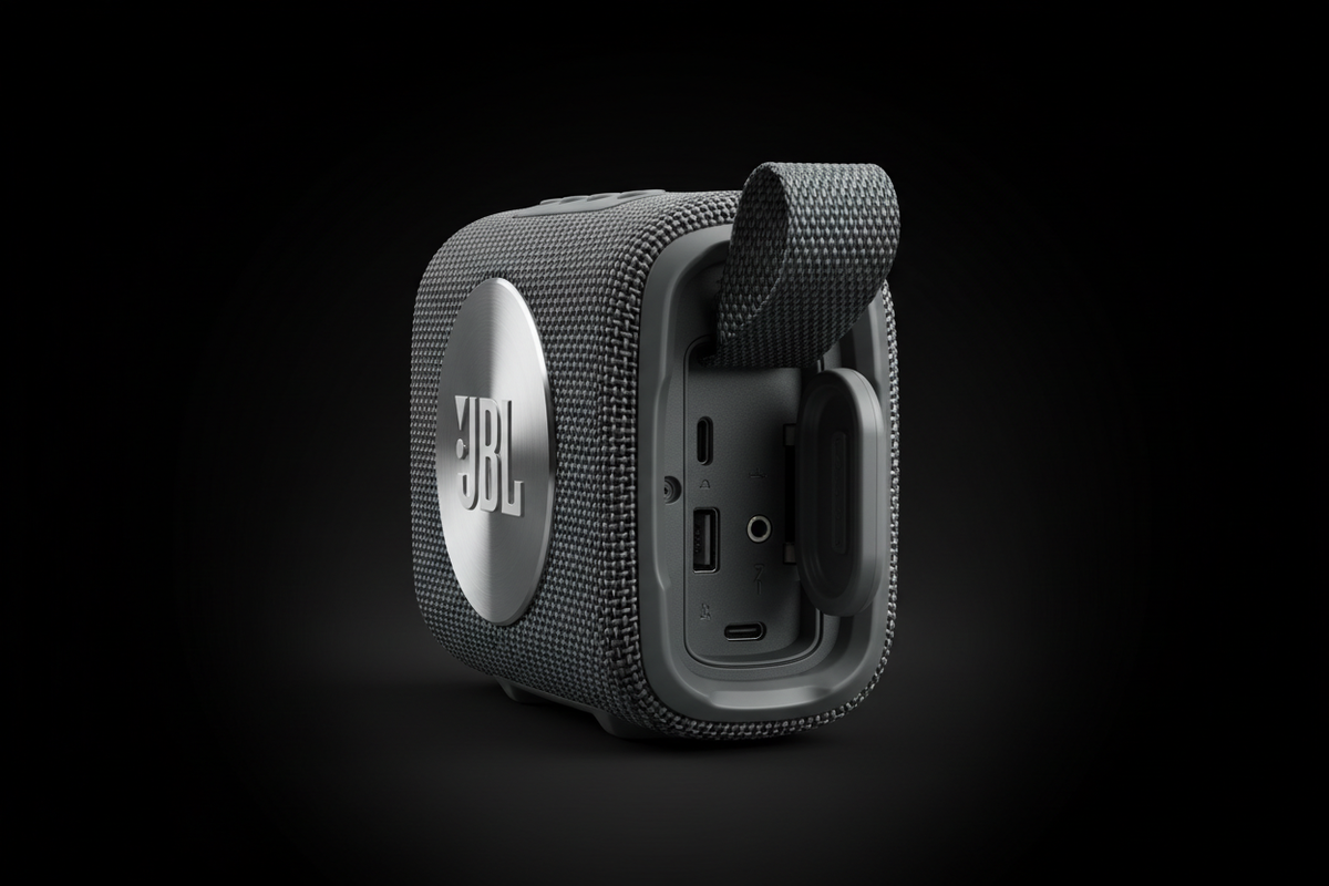 Bocina JBL Charge 6 perfil lateral puertos USB-C