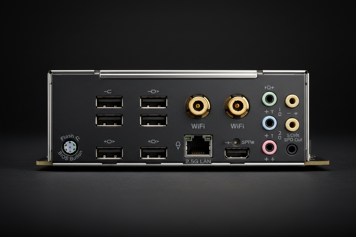 MSI MAG B650 Tomahawk panel trasero IO puertos