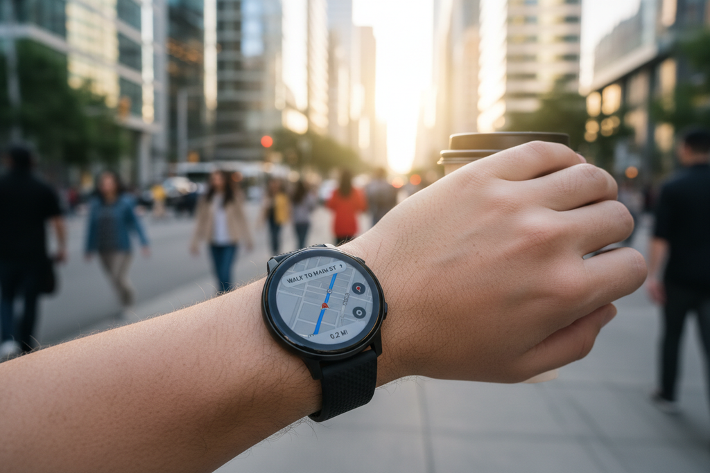 Google Pixel Watch 3 lifestyle urbano Google Maps navegación