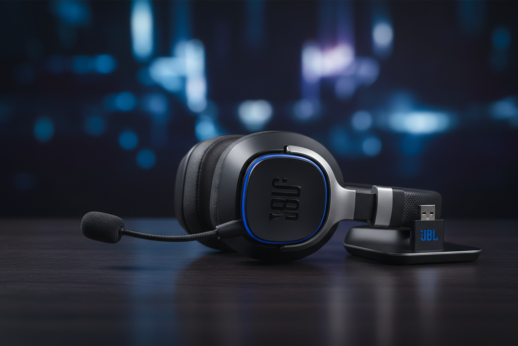JBL Quantum 910 perfil lateral con dongle USB