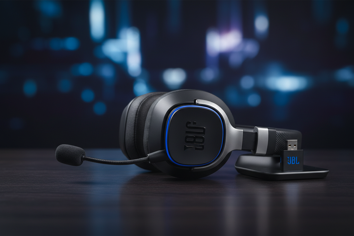 JBL Quantum 910 perfil lateral con dongle USB