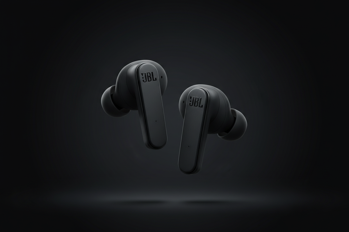 JBL Tune Beam 2 earbuds fuera del estuche