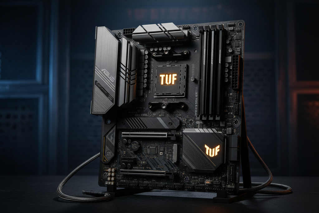 ASUS TUF Gaming Z790-Plus ángulo frontal logo