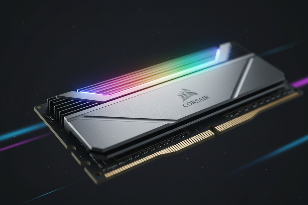 Corsair Dominator Platinum RGB DDR5 macro heatspreader logo