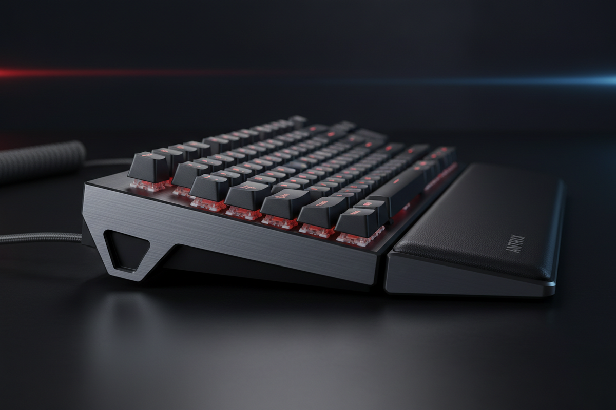 Teclado Antryx Raptor K550 perfil lateral reposamuñecas