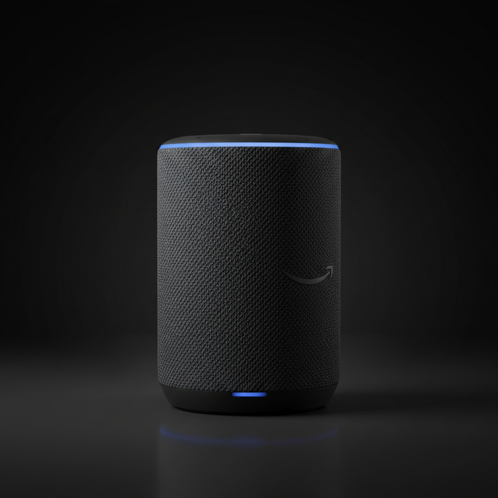 Amazon Echo Dot 5ta gen vista lateral tela de malla