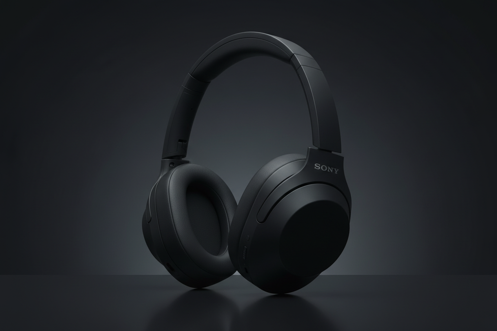 Sony WH-1000XM5 vista frontal negro almohadillas suaves