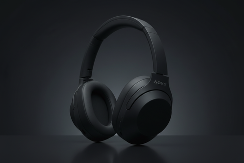 Sony WH-1000XM5 vista frontal negro almohadillas suaves