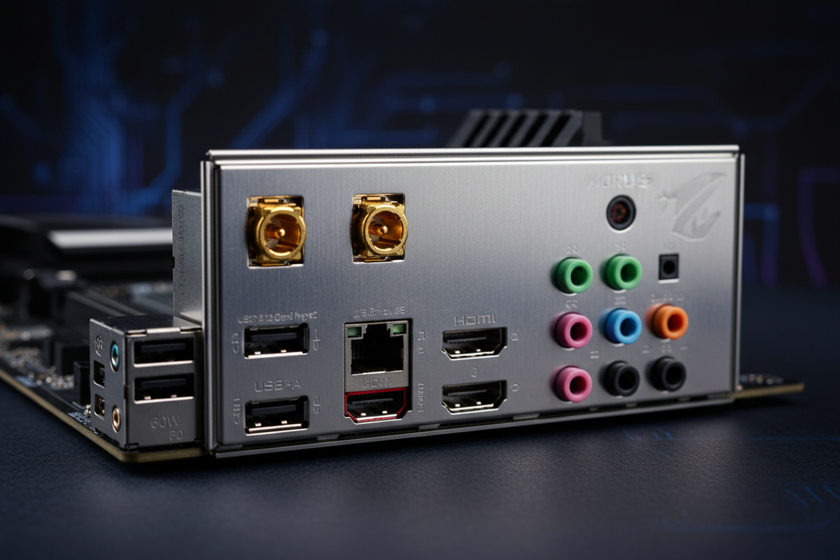Gigabyte B650 AORUS Elite AX panel trasero IO USB-C WiFi 6E
