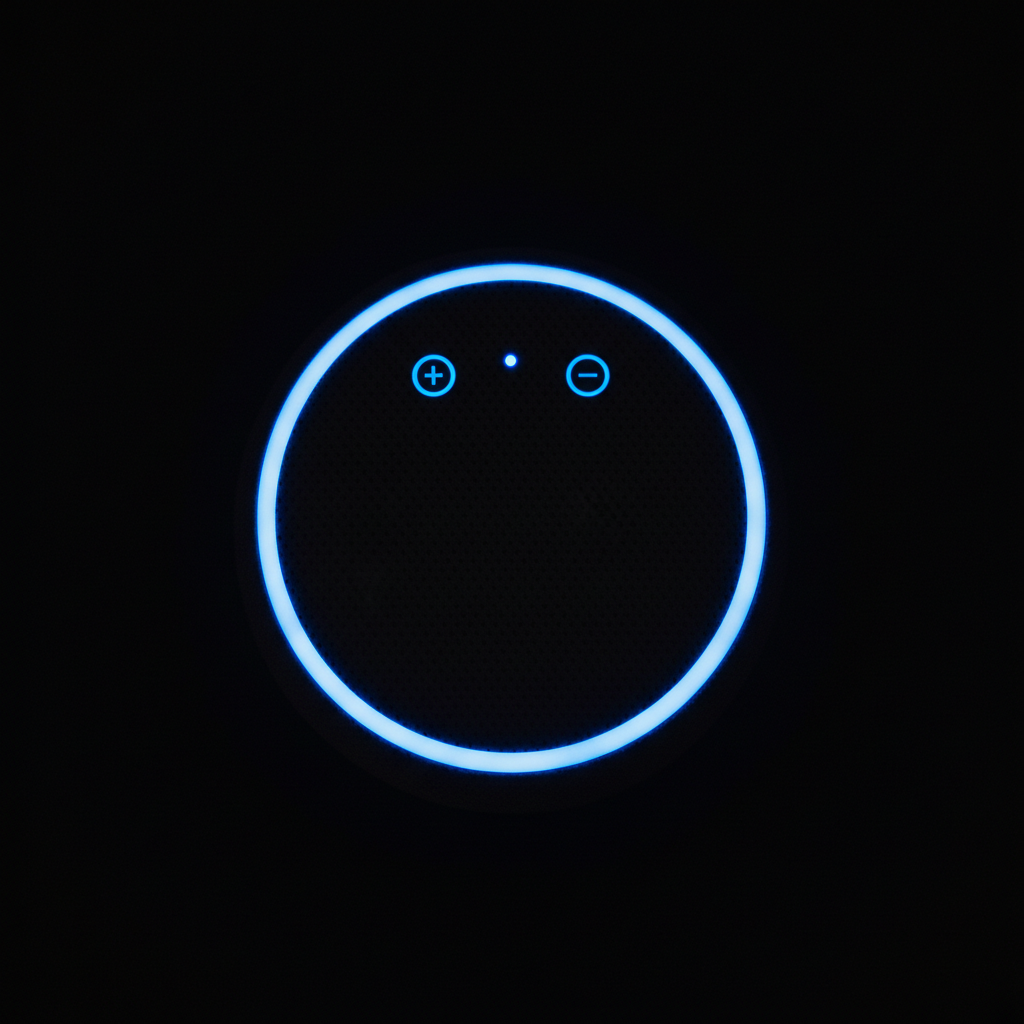 Amazon Echo Dot 5ta gen vista superior con anillo LED azul