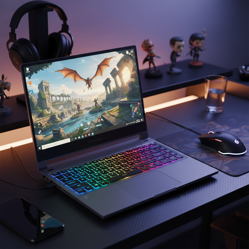 Laptop gaming Ultra Pro pantalla 2K con juego en alta resolución