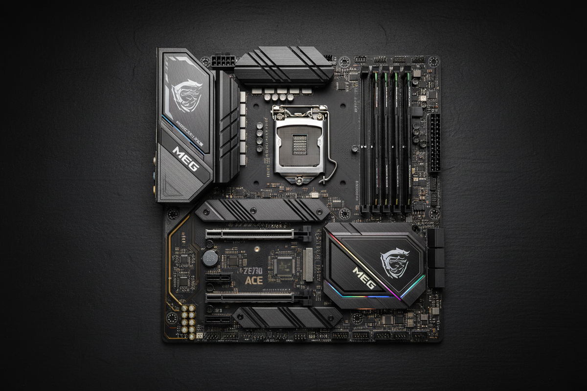 MSI MEG Z790 ACE vista superior flat lay