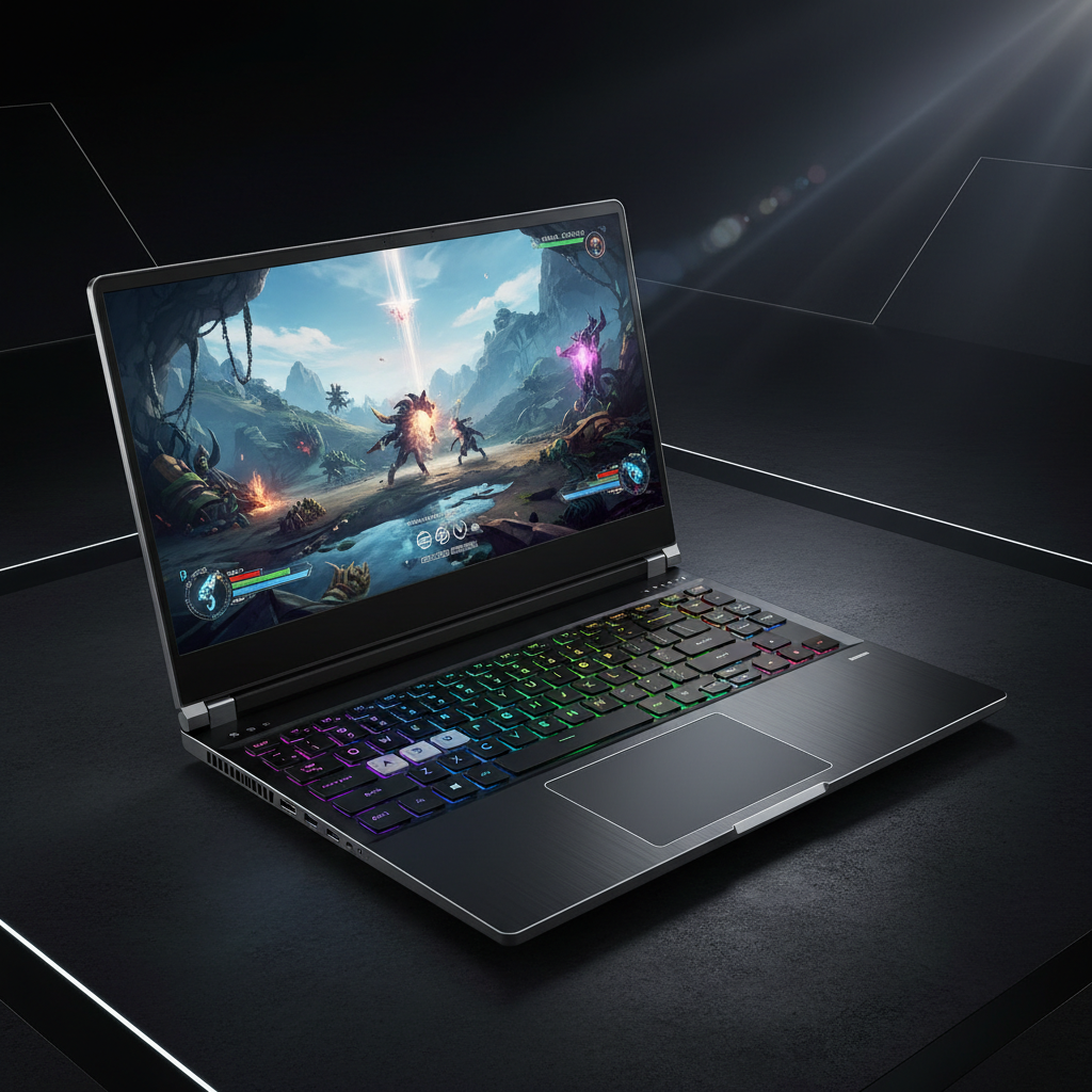 Laptop gaming Ultra Pro 16 pulgadas con teclado RGB encendida