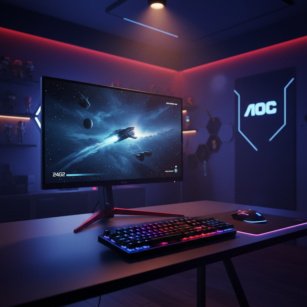Monitor AOC 24G2 setup gaming lifestyle