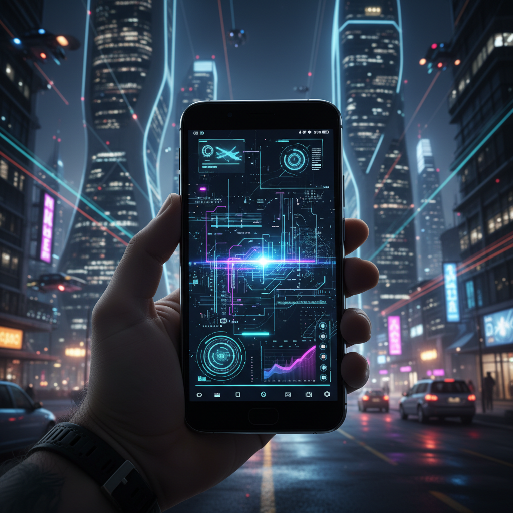 Smartphone Nova X Pro 5G sostenido en mano ambiente urbano nocturno