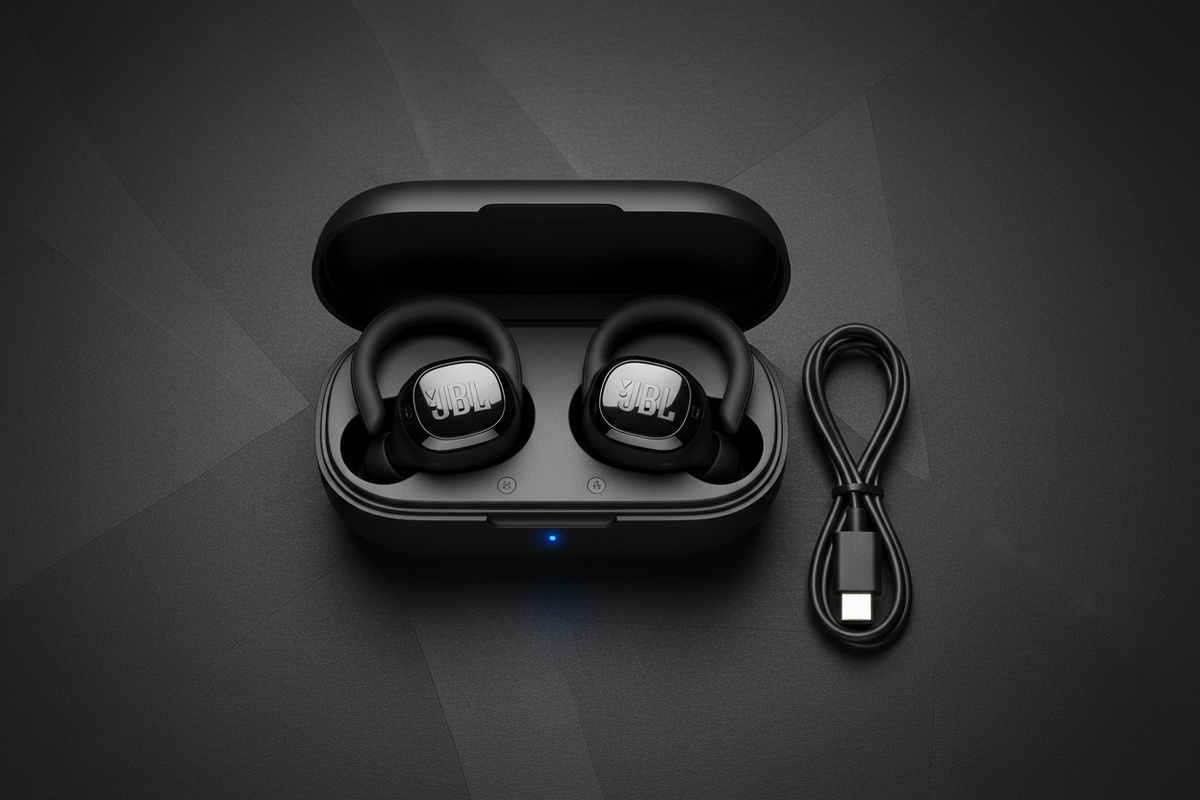 JBL Endurance Peak 3 flat lay estuche abierto