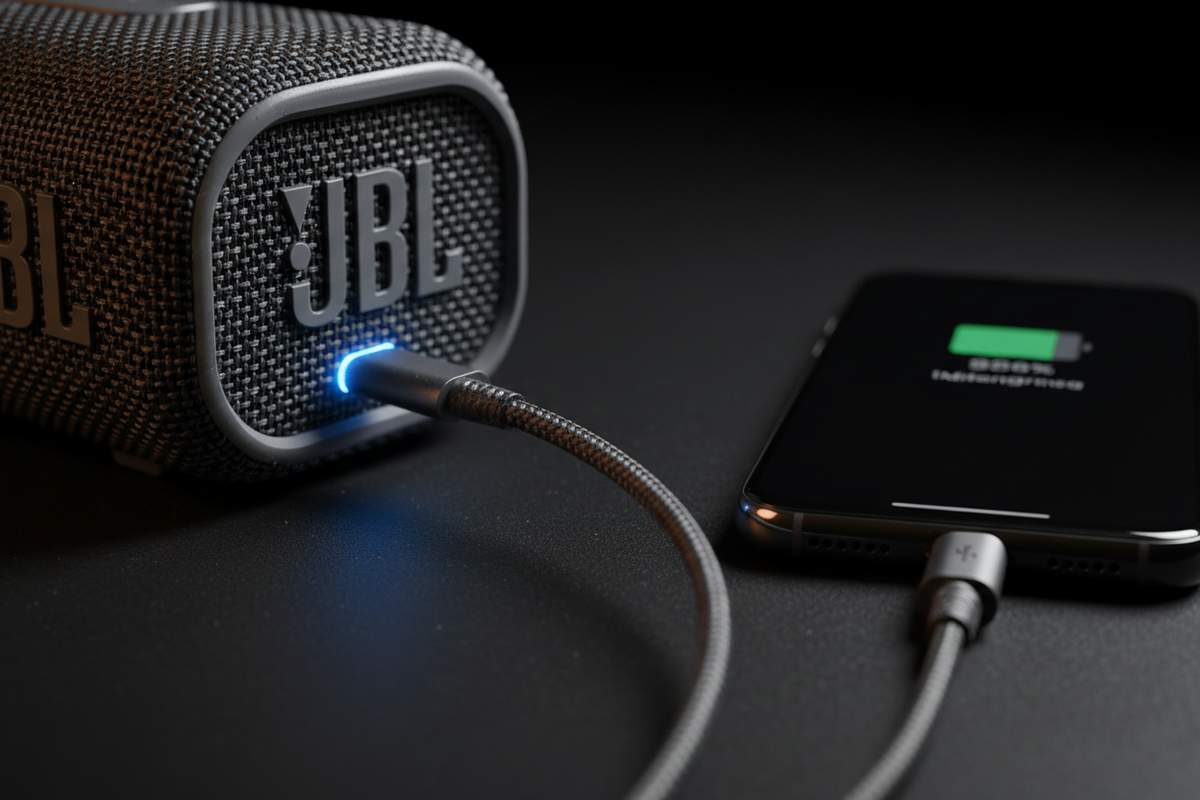 Bocina JBL Charge 6 cargando smartphone USB